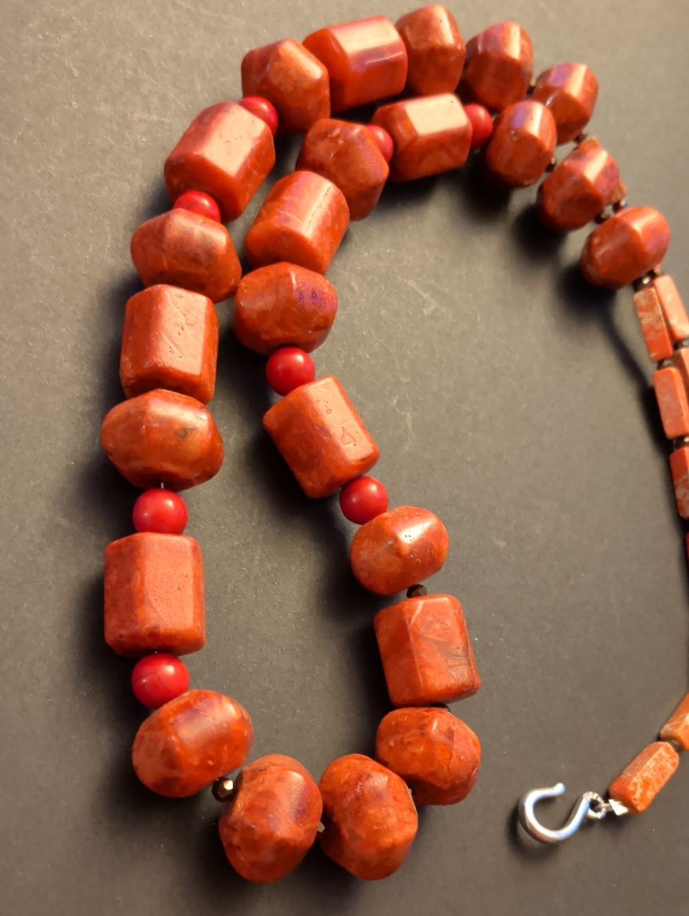 Native American Style Natural Red Sponge Coral Necklace